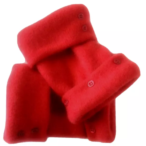 Fingerless Gloves Red 100% Cashmere S M L Small Medium Large Os Mittens Cuffs