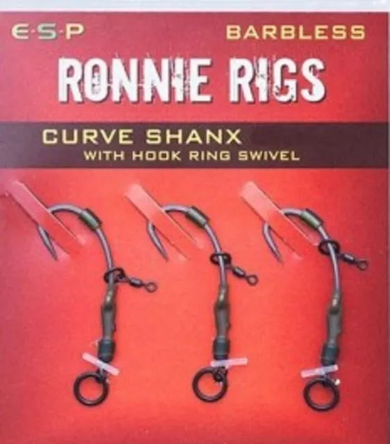 ESP Ronnie Rigs Cryogen Curve Shanx size 4 Barbless  pack  3 hooks Carp FISHING
