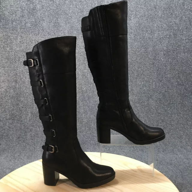 Baretraps Boots Womens 6.5 M Gyllian Tall Knee High Black Side Zip Buckle Heeled