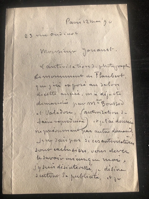 lettre autographe signée d Henri Chapu (1833-1891) Sculpteur Et Médailleur