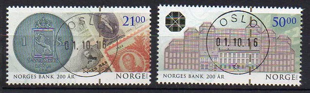 Norwegen Mi. 1918-19 "200 Jahre Zentralbank von Norwegen" aus 2016