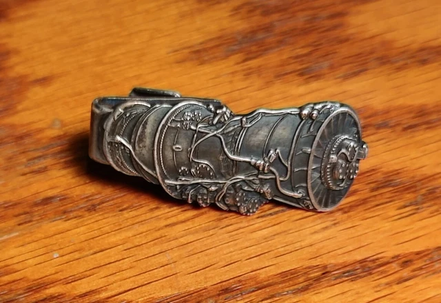VINTAGE PRATT & Whitney TF30 Jet Engine Red Brass Tie Clip £23.81
