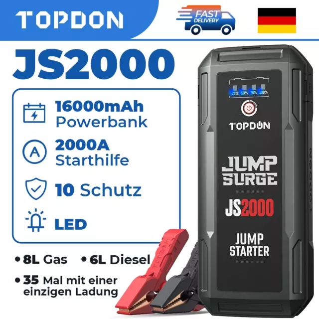 Topdon JS2000 Auto KFZ Starthilfe Jump Starter 2000A Ladegerät Booster Powerbank