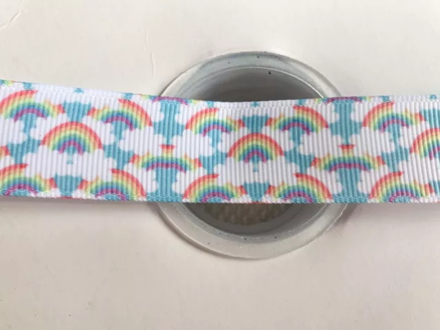 5 X Meters Rainbow 22mm Grosgrain Ribbon, Hair Bows And Crafts