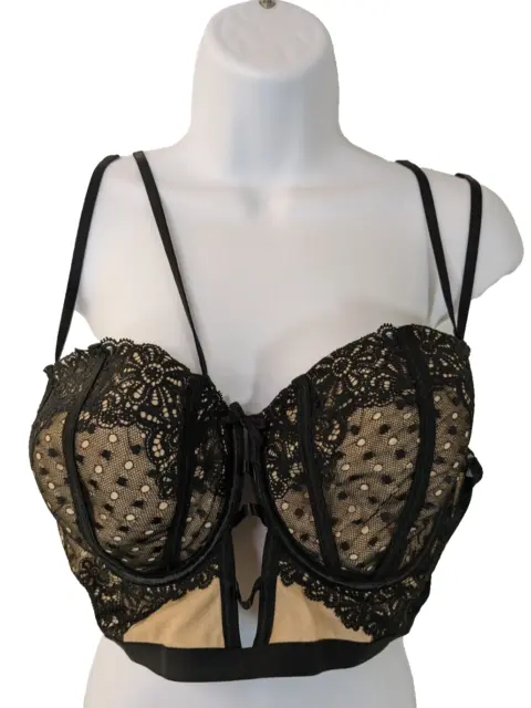 CACIQUE, MULTIWAY STRAPLESS bra, black lace covered cups, size 44C $22.00 -  PicClick