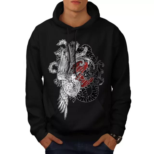 Wellcoda Yin Yang Beast Fantasy Mens Hoodie, Dragon Casual Hooded Sweatshirt