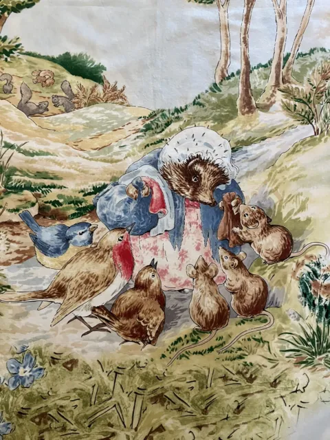 Vtg Beatrix Potter Tiggy Winkle Hedgehog Fabric Quilt Panel 34 x 42 Prewashed