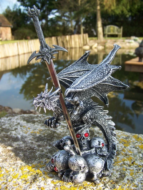 PW107118 DRAGON BOITE RONDE GOTHIQUE HEROIC FANTASY FIGURINE DERNIER