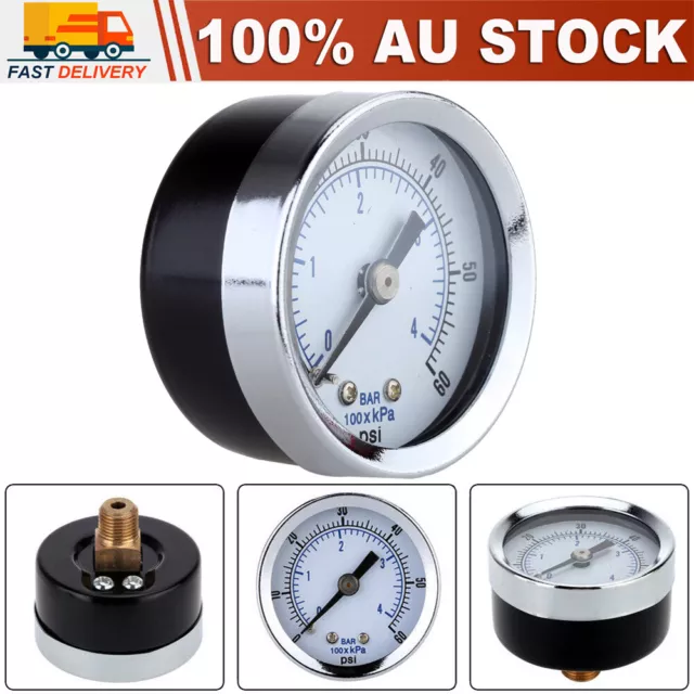 1/8" 60PSI Air Compressor Hydraulic Pressure Gauge Back Mount 40mm Dial Plate AU