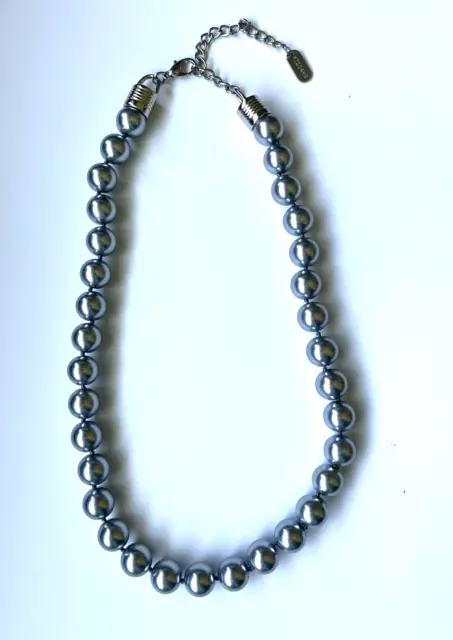 Vintage KISSAKA Hand Knotted Faux Gray Pearl Single Strand Necklace 18 Inches