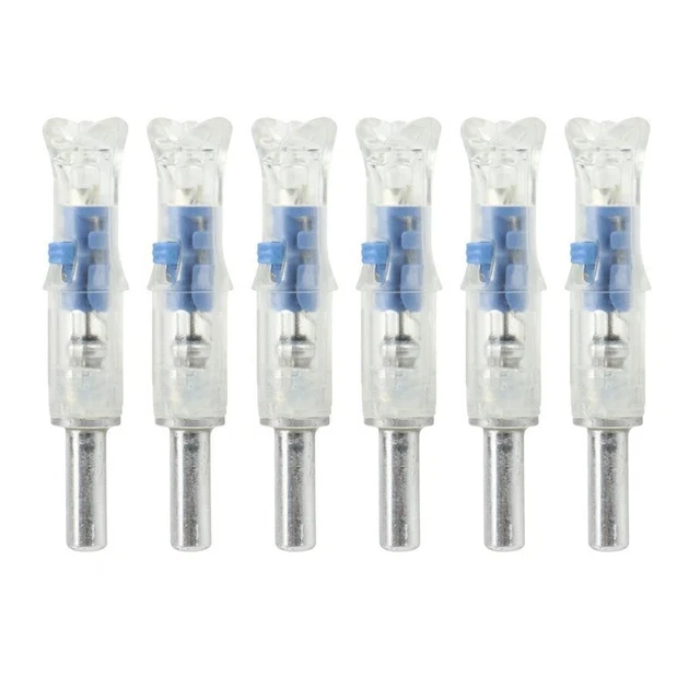 6Pcs Automatic LED Lighted Nocks for 7.62mm Inside Diameter Half Moon Nocks Blue