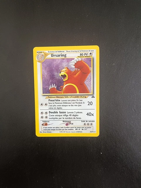 Cartes Pokémon Ursaring Holo 15/75  Wizards Néo Discovery FR