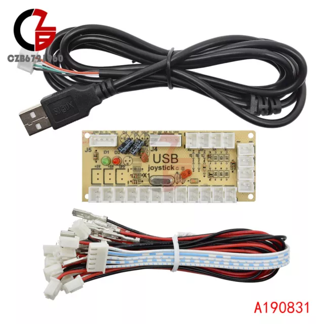 Codificador USB Arcade Cero Retraso PC a Joystick 5 Pines MAME Sanwa Botón Pulsador + Cable