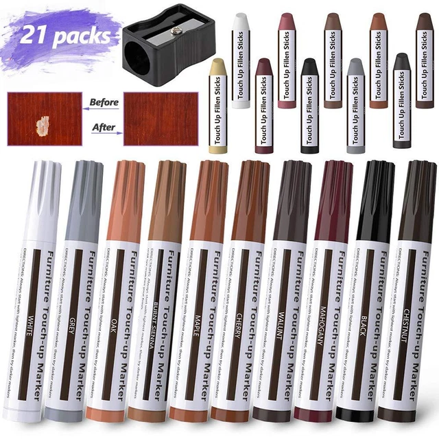 Reparaturstift Set 21-tlg. Korrektur Holz Möbel Laminat Parkett Stifte Wachs Kit
