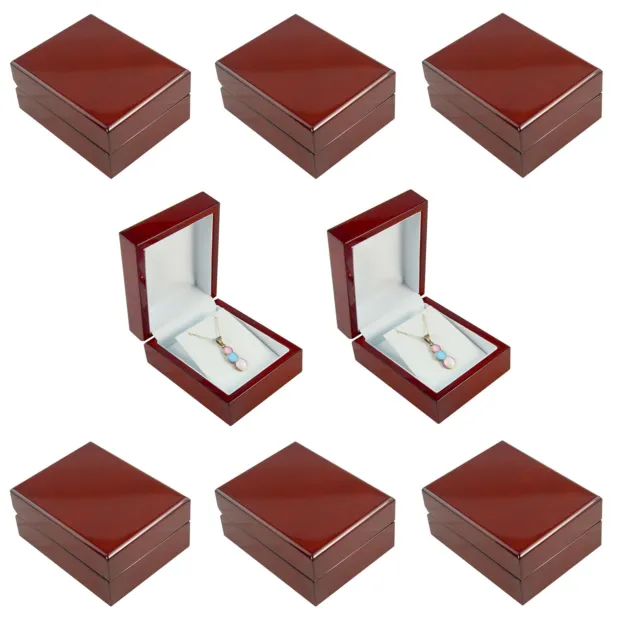 Premium Glossy Rosewood Pendant Drop Earring Jewelry Display Presentation Box