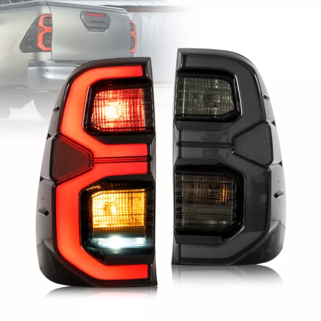 VLAND LED Tail Lights For Toyota Hilux Revo 2015-2020 Rear Lamps Full Smoke