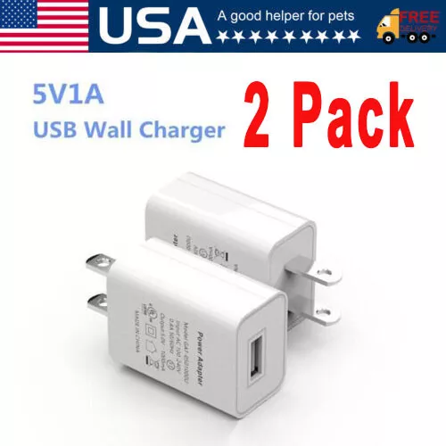 2 Pack Universal 5V 1A US Plug USB AC Wall Charger Power Adapter For Smart Phone