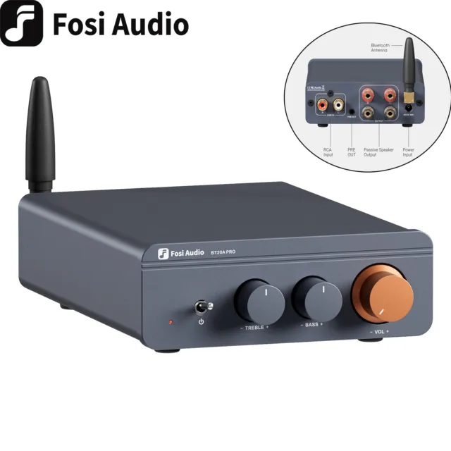 Fosi Audio BT20A PRO Amplifier 48V TPA3255 Bluetooth 2 Channel Class D Mini HiFi