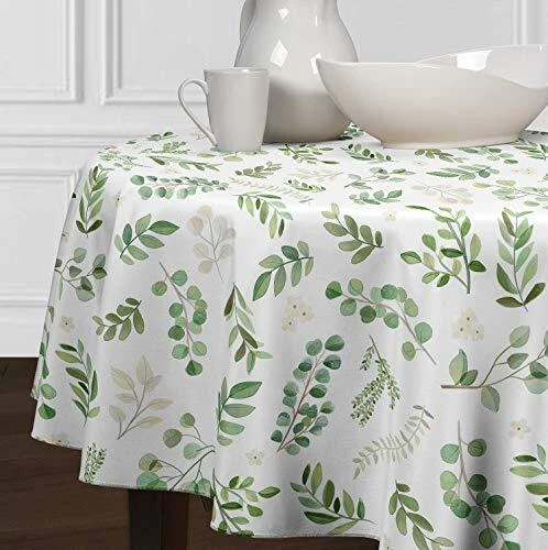Green Floral Leaf Botanical Rainforest Watercolor Woodland Tropical Tableclot...