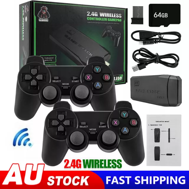 TV Game Stick Retro Console 4K M8 HDMI 2 Wireless Controller 20000+ Games 64GB