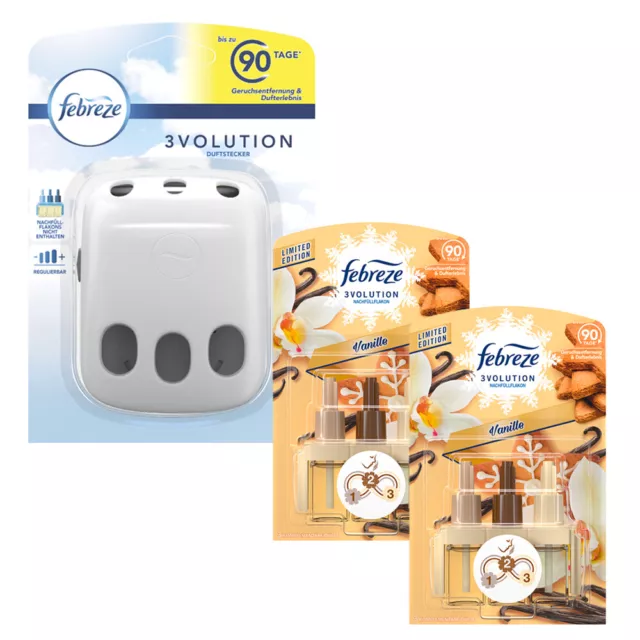 Febreze 3 Volution Prises de Parfum + 2x Nachfüllflakon Vanille Édition Limitée