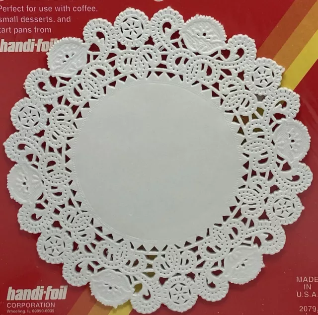 VTG Handi Foil Paper Lace Doilies 24 Round 5” White Made In The USA 3