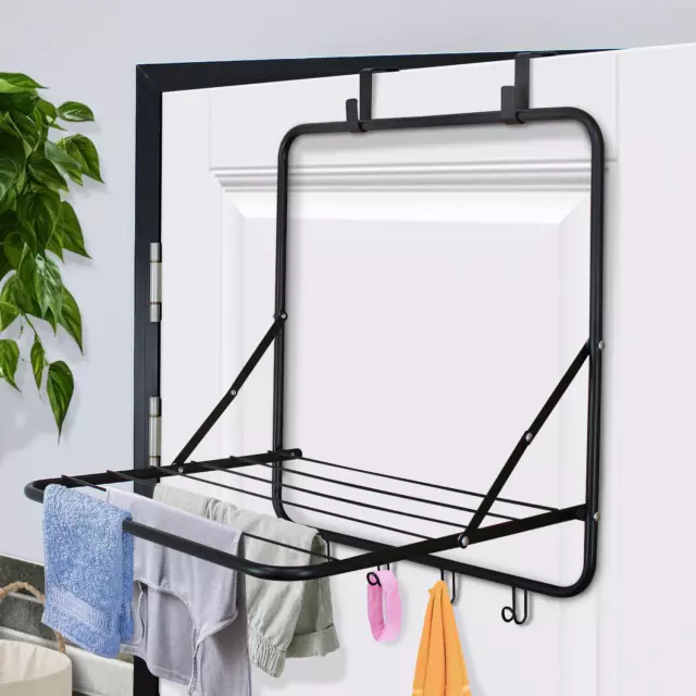 Over The Door Drying Rack Laundry Washing Clothes Airer Utility Hanger Foldable