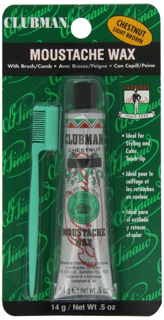 Clubman Moustache Wax Hang Pack - Chestnut, 0.5 oz