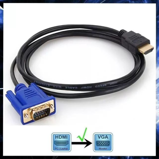 Câble De HDMI A VGA Mâle Câble Adaptateur Convertisseur Monitor PC TV 1,8 MT