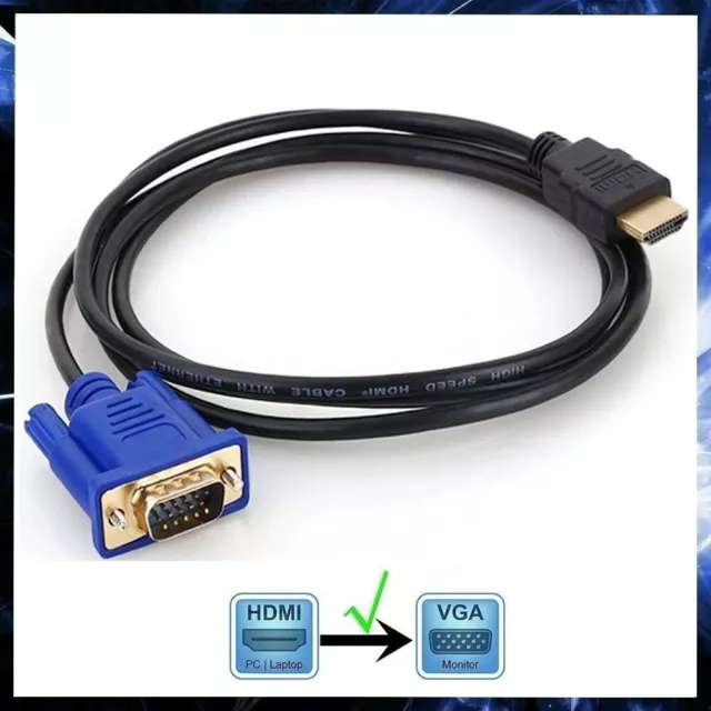 Cable De HDMI A VGA Macho Cable Adaptador Convertidor Monitor PC TV 1,8 M