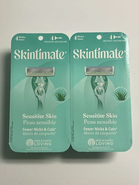 NUEVO Lote de 2 Paquetes ~ Afeitadoras desechables para piel sensible a la piel Skintimate