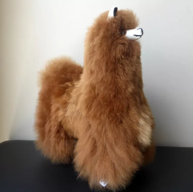 Peruvian Alpaca Llama Stuffed Animal - Handmade with Genuine Alpaca Fur - Brown