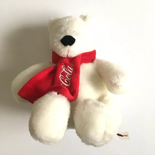 Coca Cola Polar Bear Plush Stuffed White Original 8 in Animal