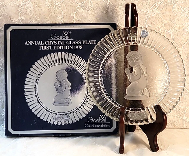 1978 Goebel Annual Crystal Glass Plate 1ST Edition Praying Child In Original Box