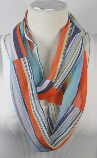 Infinity scarf, beautiful pattern,orange or peach color theme, chiffon, handmade 2