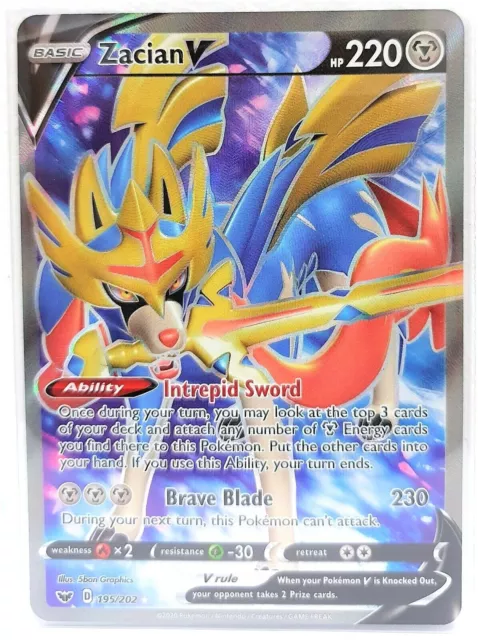 Zacian V 138/202 Holo Rare Sword and Shield Pokemon Card TCG NM