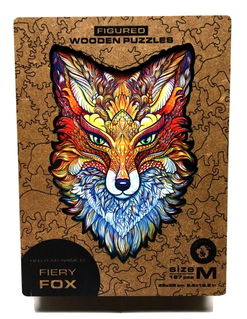 UNIDRAGON Wooden Jigsaw Puzzle - FIERY FOX Size M  197 pcs