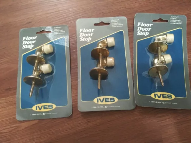 1984 Ives Floor Door Stop 3 Packs 2 For Pack Solid Brass. # C430A3.   H
