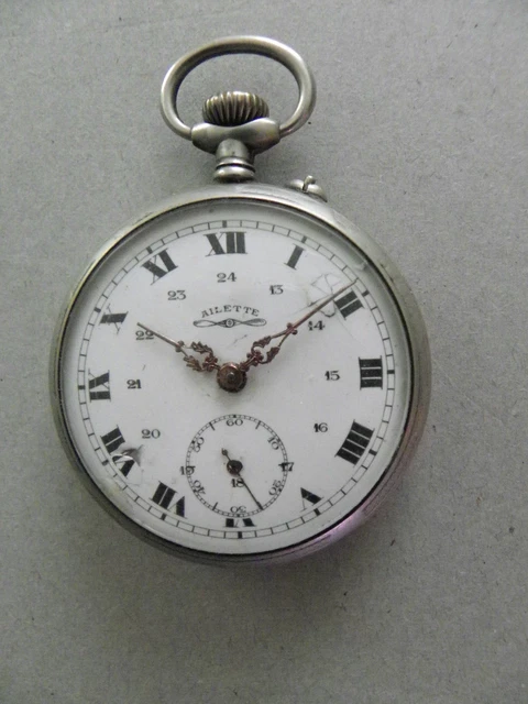 Montre De Gousset Ancienne En Argentan, Cadran Blanc, Brest, 49mm, état D'usage