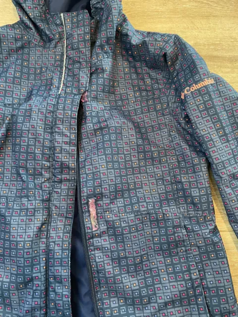 Girl’s Columbia Interchange Spring Jacket Size 8 Hooded Blue/pink 2