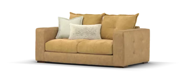 Sofology Artisan Tan Leather & Almond Soft Chenille 2 Seat Sofa RRP £1359