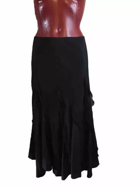 New Nwot Elegant Dkny Silk Blend Ruffle Stretch Skirt - Black - Size 6