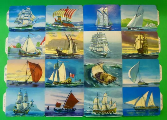 Vintage Scrap Paper Glanzbilder Oblaten MLP 1229 - 16 Different Ships-Full Sheet