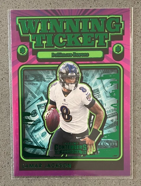 2021 Panini Contenders Football NFL #WT-LJA Lamar Jackson Winning Ticket Insert