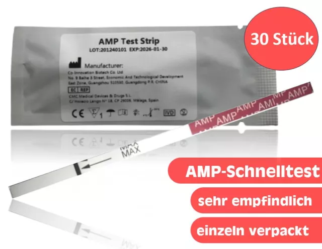 30x AMP / Amphetamin Drogenschnelltest (Speed, Pep, Uppers, Upper), 1.000 ng/ml