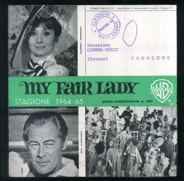 Cinema Guida Pubblicitaria Warner Bros - Audrey Hepburn  Rex Harrison