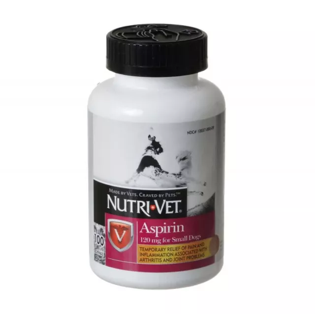 Nutri-Vet Aspirina para Perros, Perros Pequeños Bajo 22.5kg-100 Count (120 MG )