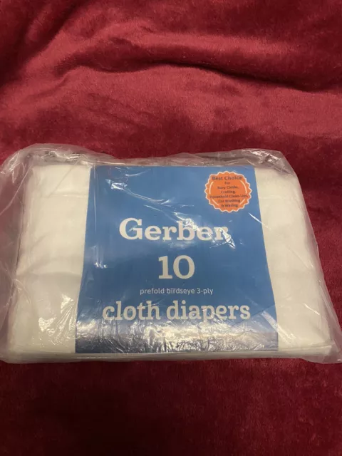 Gerber Cloth Diapers Flat Birdseye Pack 24x27 White 10 Panales Burp Cloth