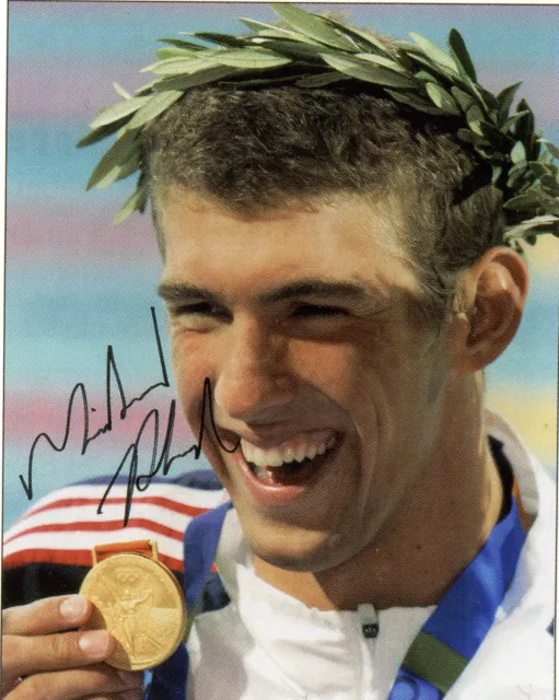 MICHAEL PHELPS Signed Photograph - 28 Olympics Swimming Champion Medals preprint