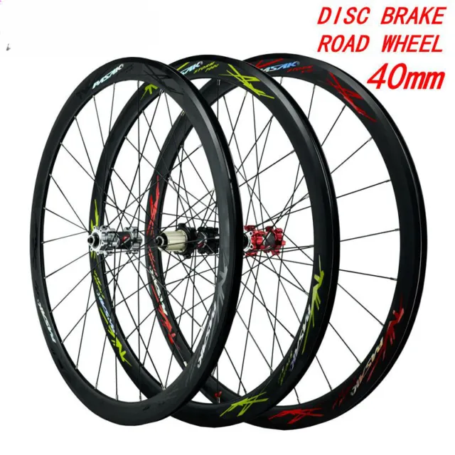 700C Bicycles Wheels Disc Brake 40mm Clincher 6-bolt Lock Road Bike Wheelset